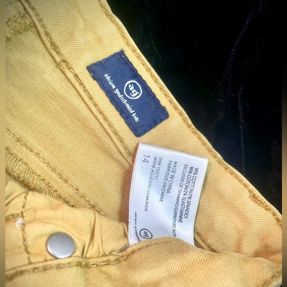 🖤 Adriano Goldshmied 🖤 AG Kids 14 The Karlie Shorts Yellow Stretch Denim 24” - Picture 4 of 7